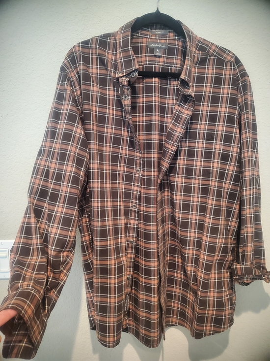 Eddie Bauer Other - Eddie Bauer Brown and Cream Plaid Button-Down Shirt
